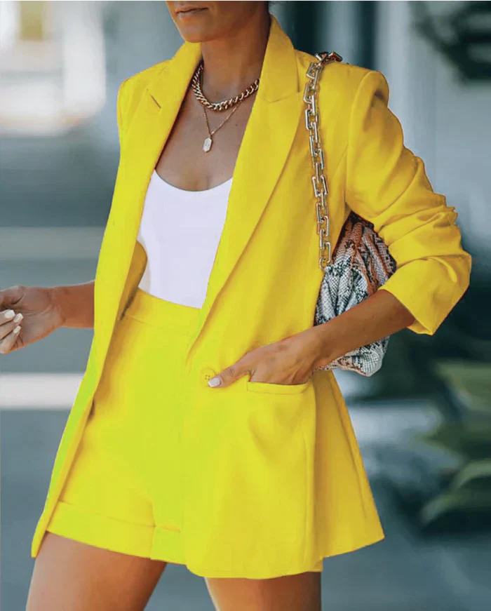 Blazer Short Set Elegante Twee Delige Set Met Slim Fit Blazer