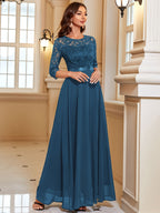 Diana Elegante Maxi Jurk met Kant en Chiffon voor Dames Voor Bruiloften en Feestelijke Gelegenheden