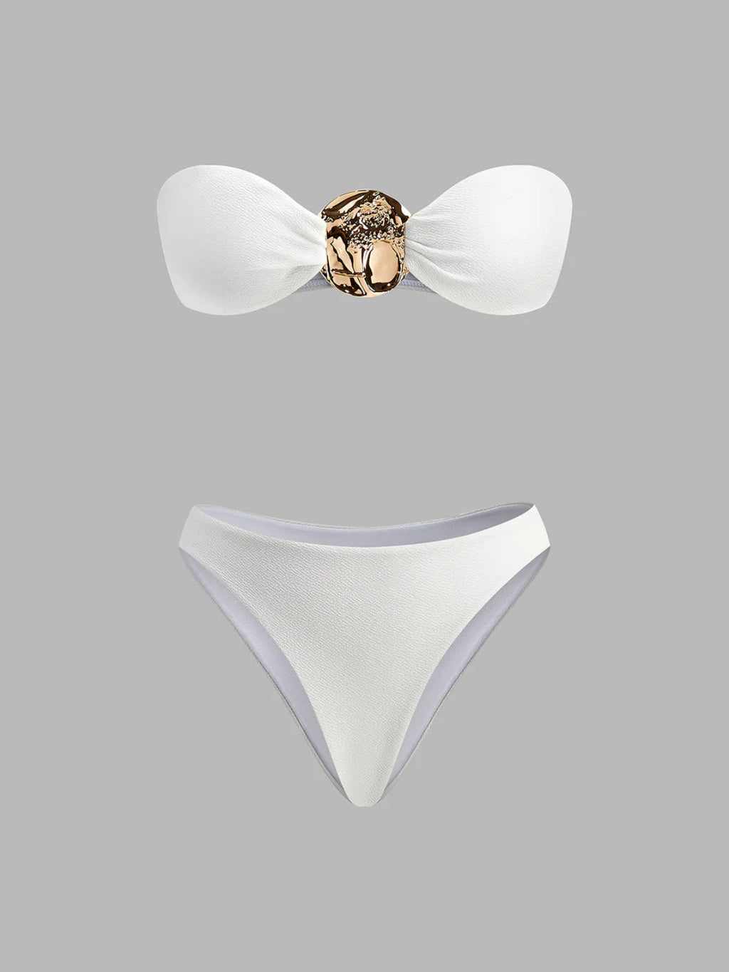 Driedelige bikini met gouden details en cover-up set 6