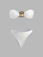 Driedelige bikini met gouden details en cover-up set 6