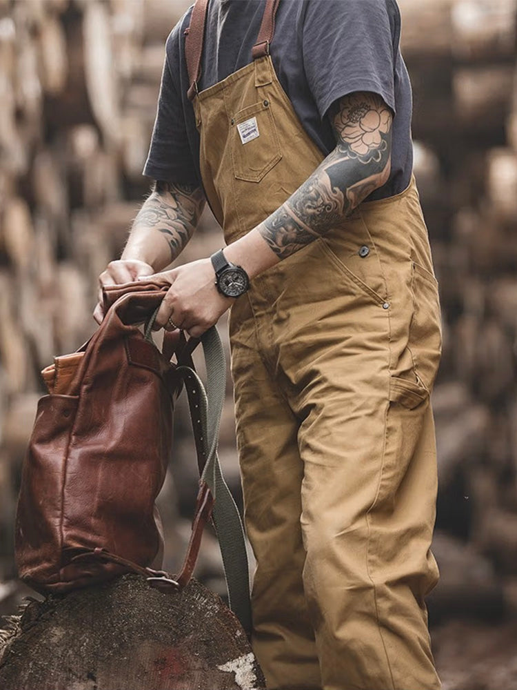 Heren Duck Bib Bruine Canvas Overalls