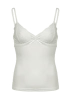 Effen kleur zoete bloemenkant splicing cami top 4