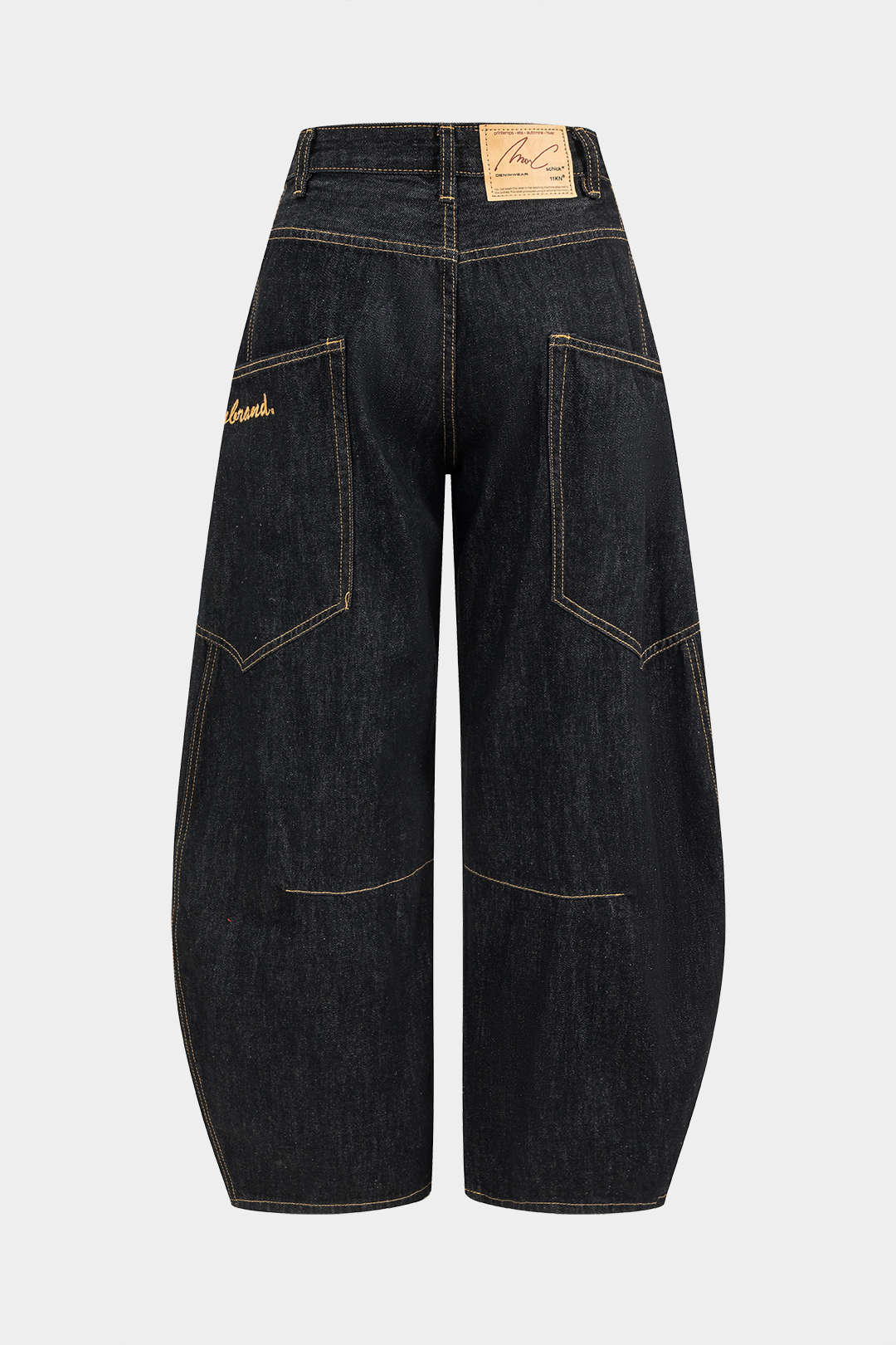 Effen vintage gewassen wijde pijpen jeans 1