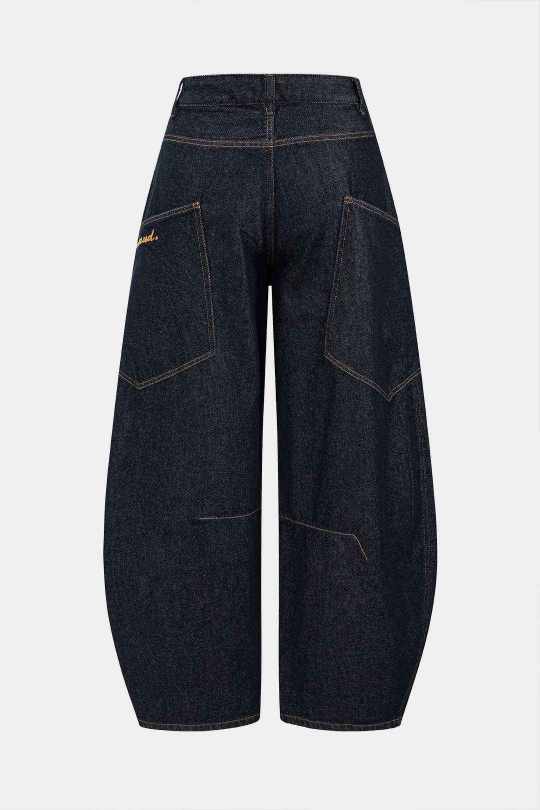 Effen vintage gewassen wijde pijpen jeans 4