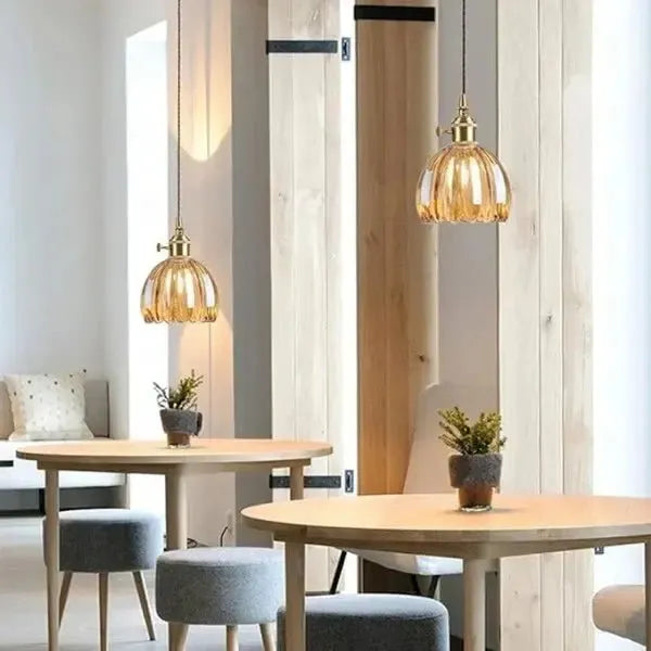 Hanglamp Glazen Bloem Metalen Sfeer E27 40W Zwart Stijlvol