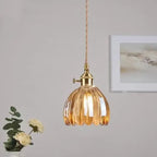 Hanglamp Glazen Bloem Metalen Sfeer E27 40W Zwart Stijlvol