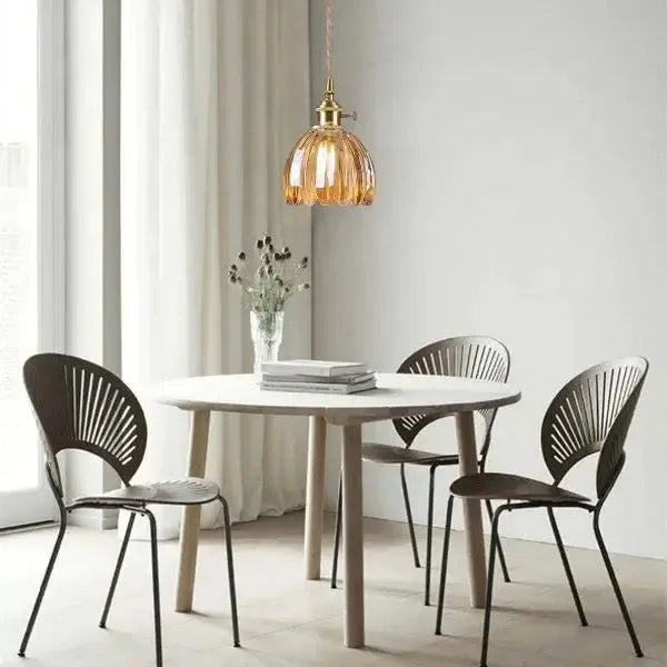Hanglamp Glazen Bloem Metalen Sfeer E27 40W Zwart Stijlvol