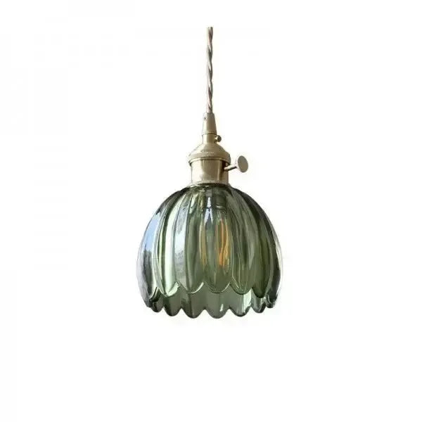 Hanglamp Glazen Bloem Metalen Sfeer E27 40W Zwart Stijlvol