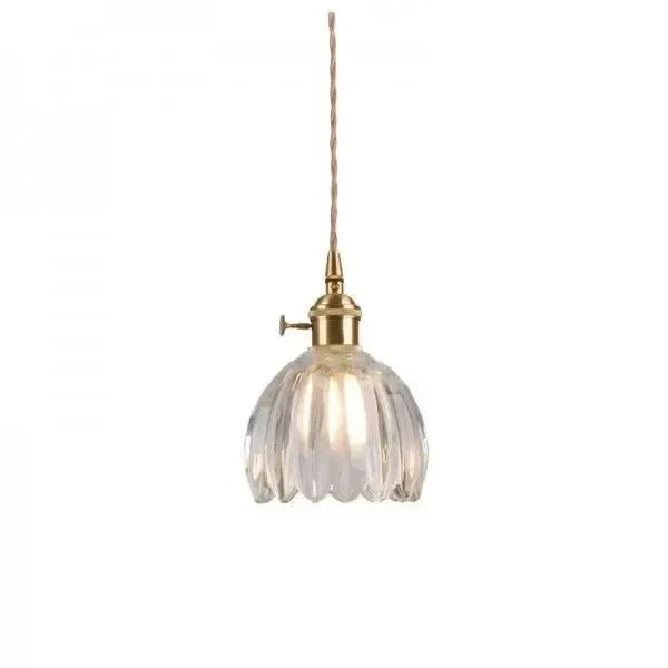 Hanglamp Glazen Bloem Metalen Sfeer E27 40W Zwart Stijlvol