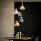 Hanglamp Glazen Bloem Metalen Sfeer E27 40W Zwart Stijlvol