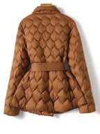 Elegante dames donsjas met riem 1
