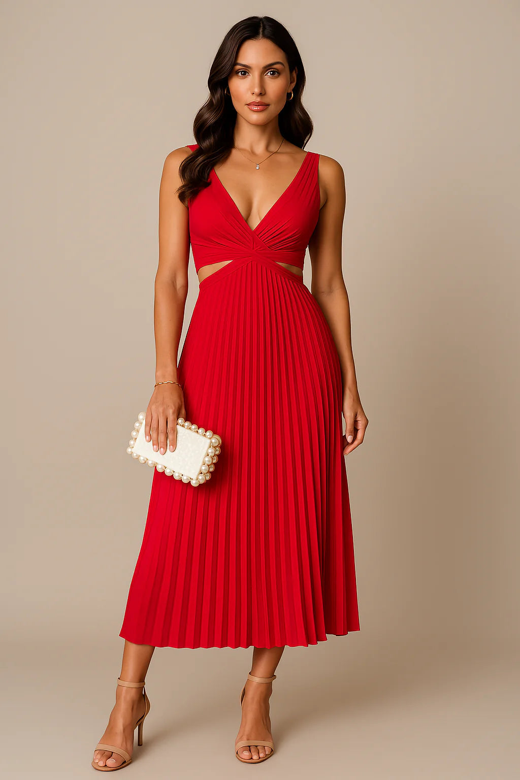 Elegante geplooide avondjurk voor dames | Midi 3