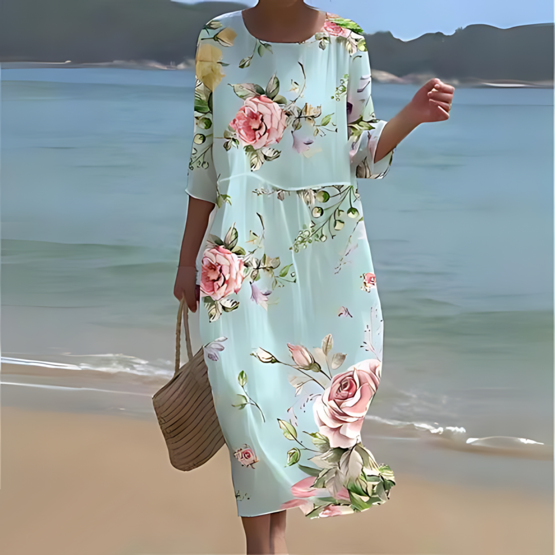 Elegante midi-jurk voor dames – vloeiend, lichtgewicht, all-season stijl voor moeiteloze chic 0