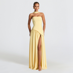 Elegante strapless trouwjurk met hoge split voor dames 0