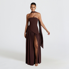 Elegante strapless trouwjurk met hoge split voor dames 1