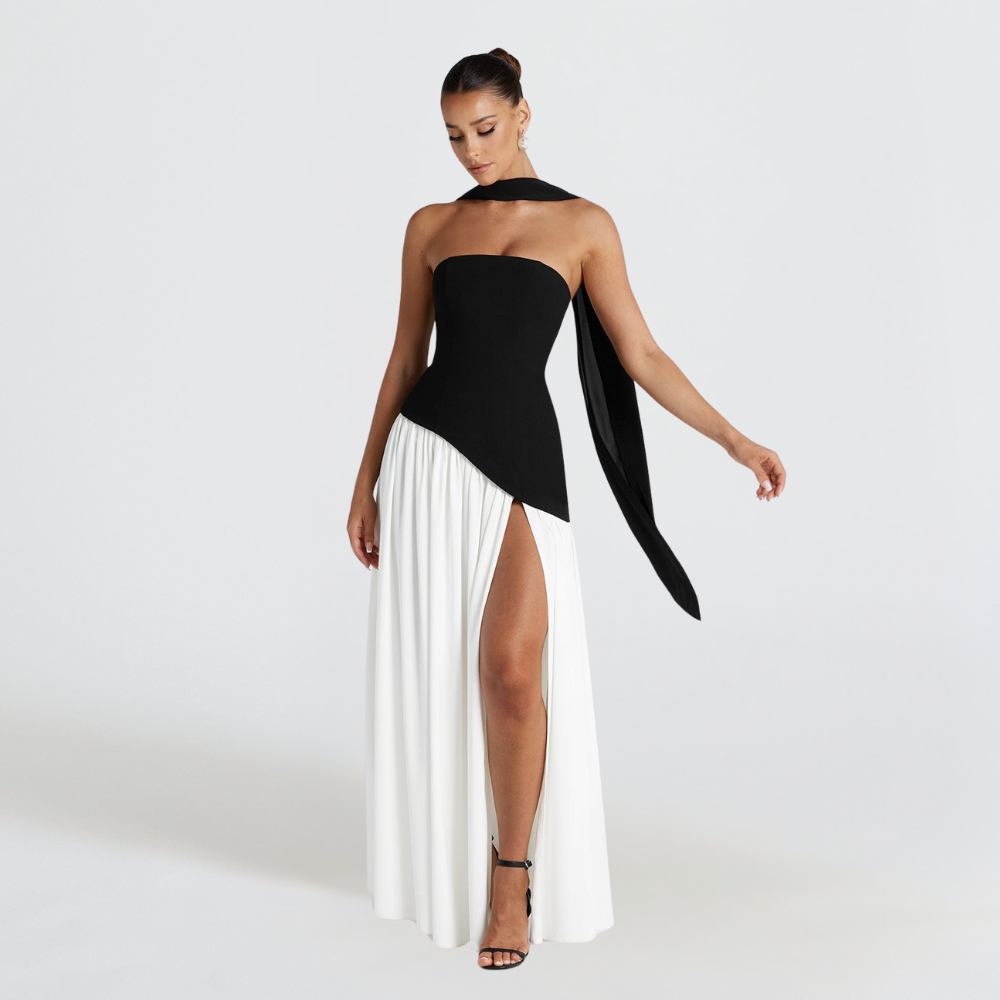 Elegante strapless trouwjurk met hoge split voor dames 2