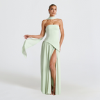 Elegante strapless trouwjurk met hoge split voor dames 3