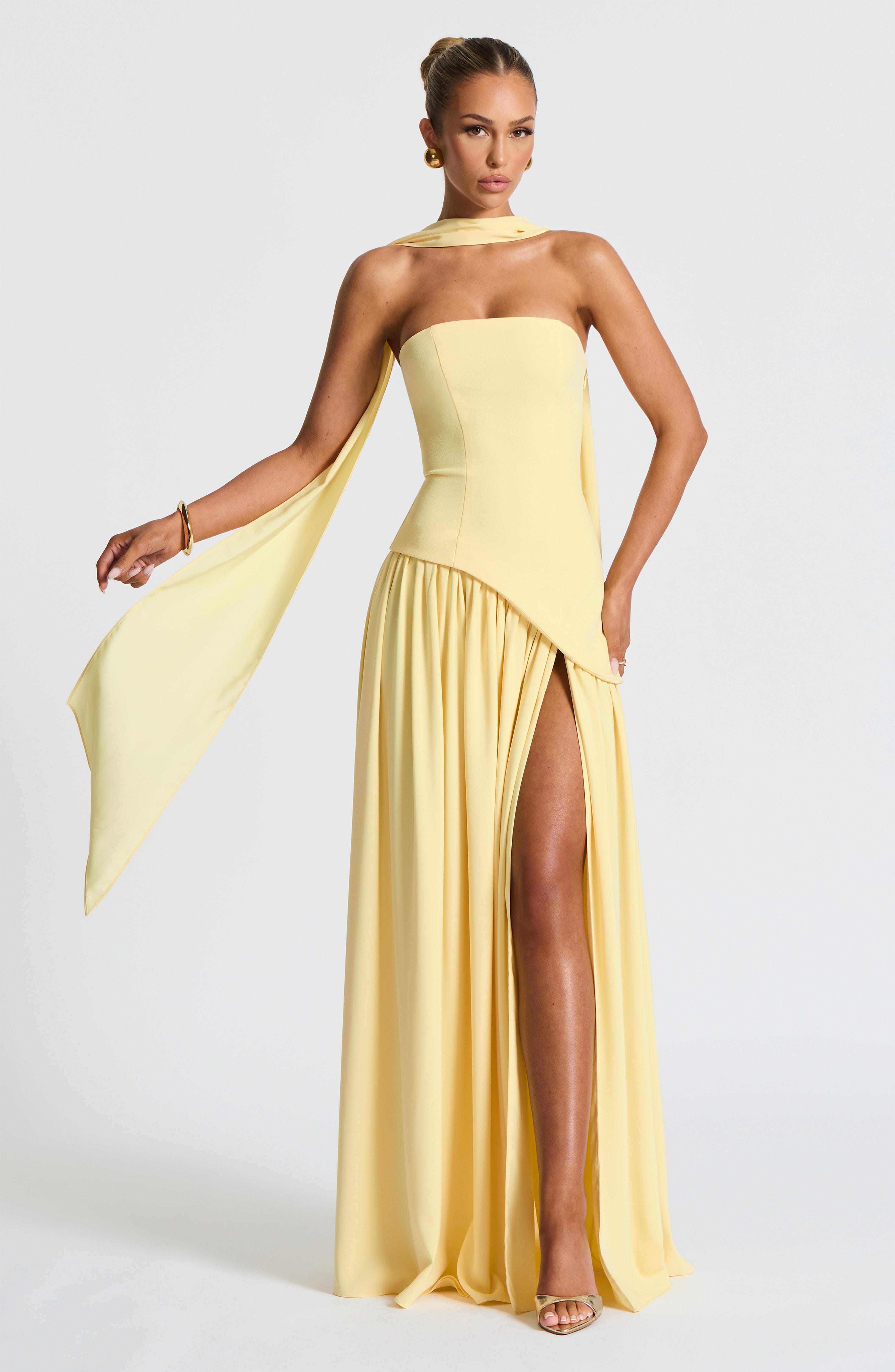 Elegante strapless trouwjurk met hoge split voor dames 4