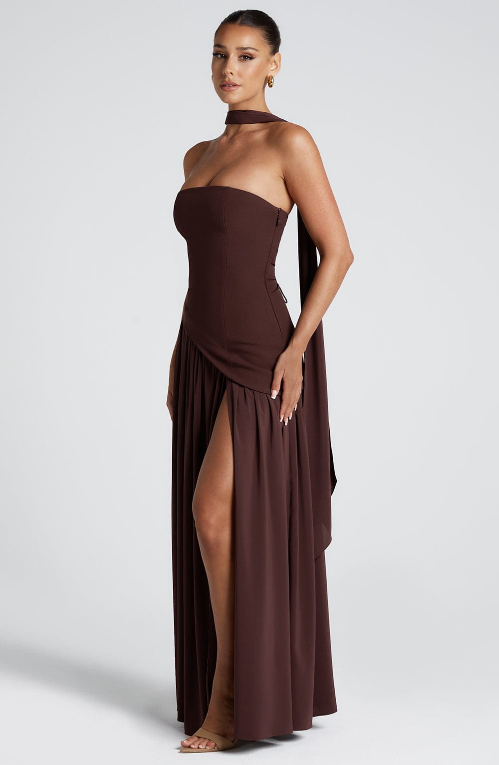 Elegante strapless trouwjurk met hoge split voor dames 7