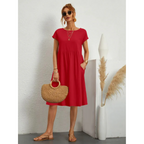 Elegante zomerjurk met korte mouwen voor dames | Midi 0