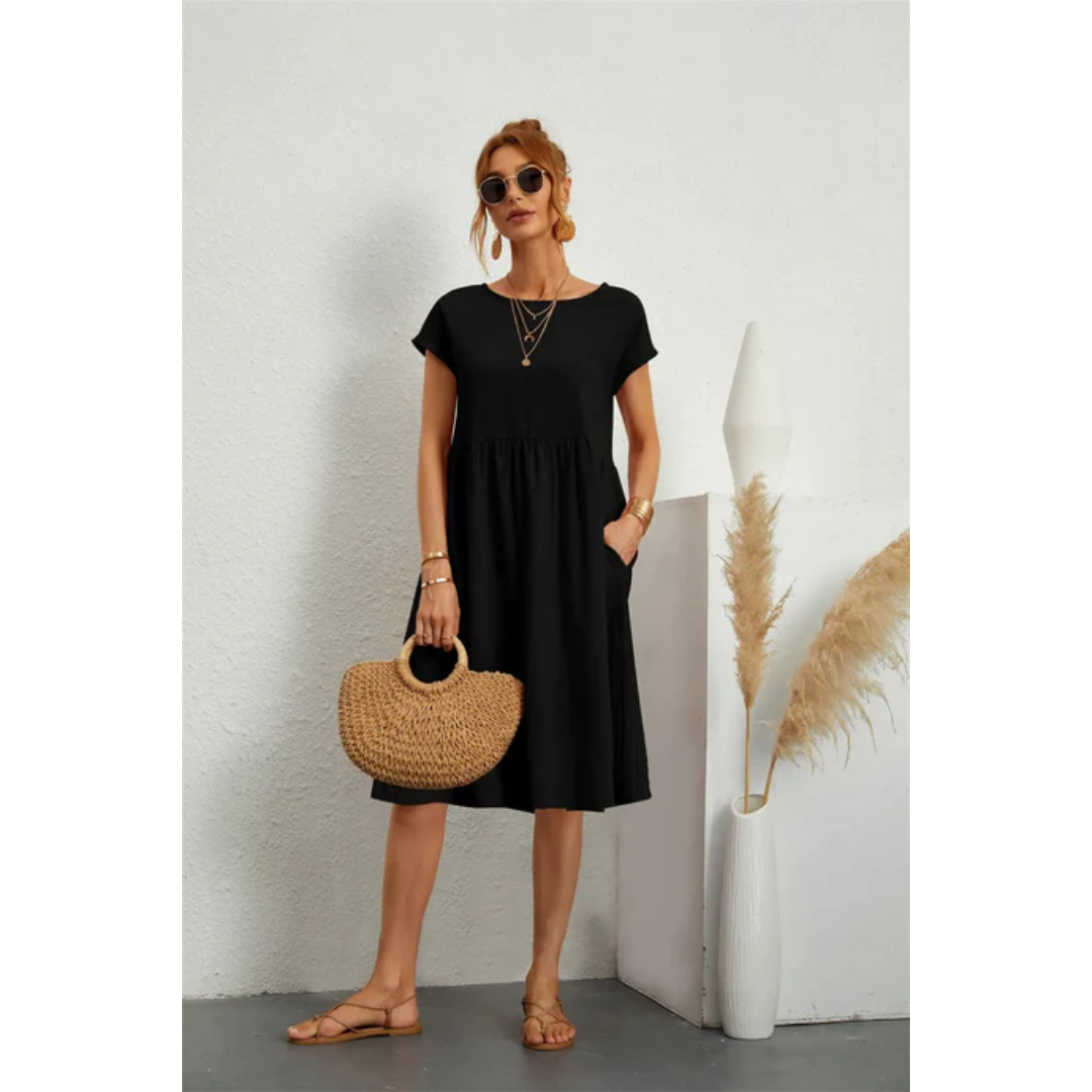 Elegante zomerjurk met korte mouwen voor dames | Midi 2