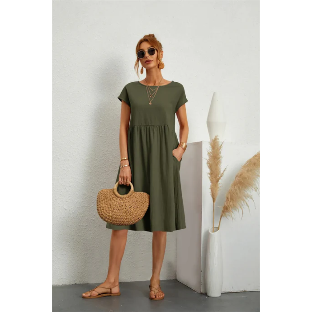 Elegante zomerjurk met korte mouwen voor dames | Midi 3