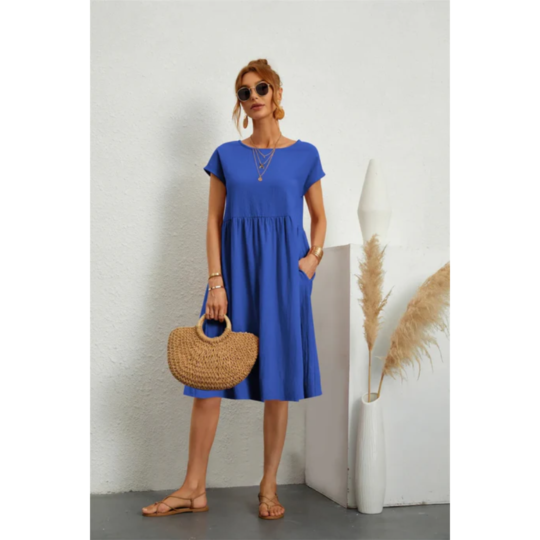 Elegante zomerjurk met korte mouwen voor dames | Midi 4
