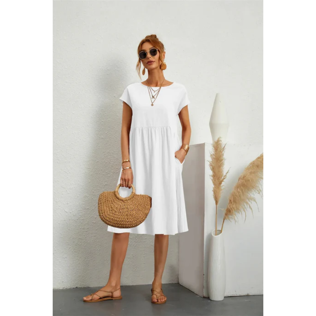 Elegante zomerjurk met korte mouwen voor dames | Midi 6