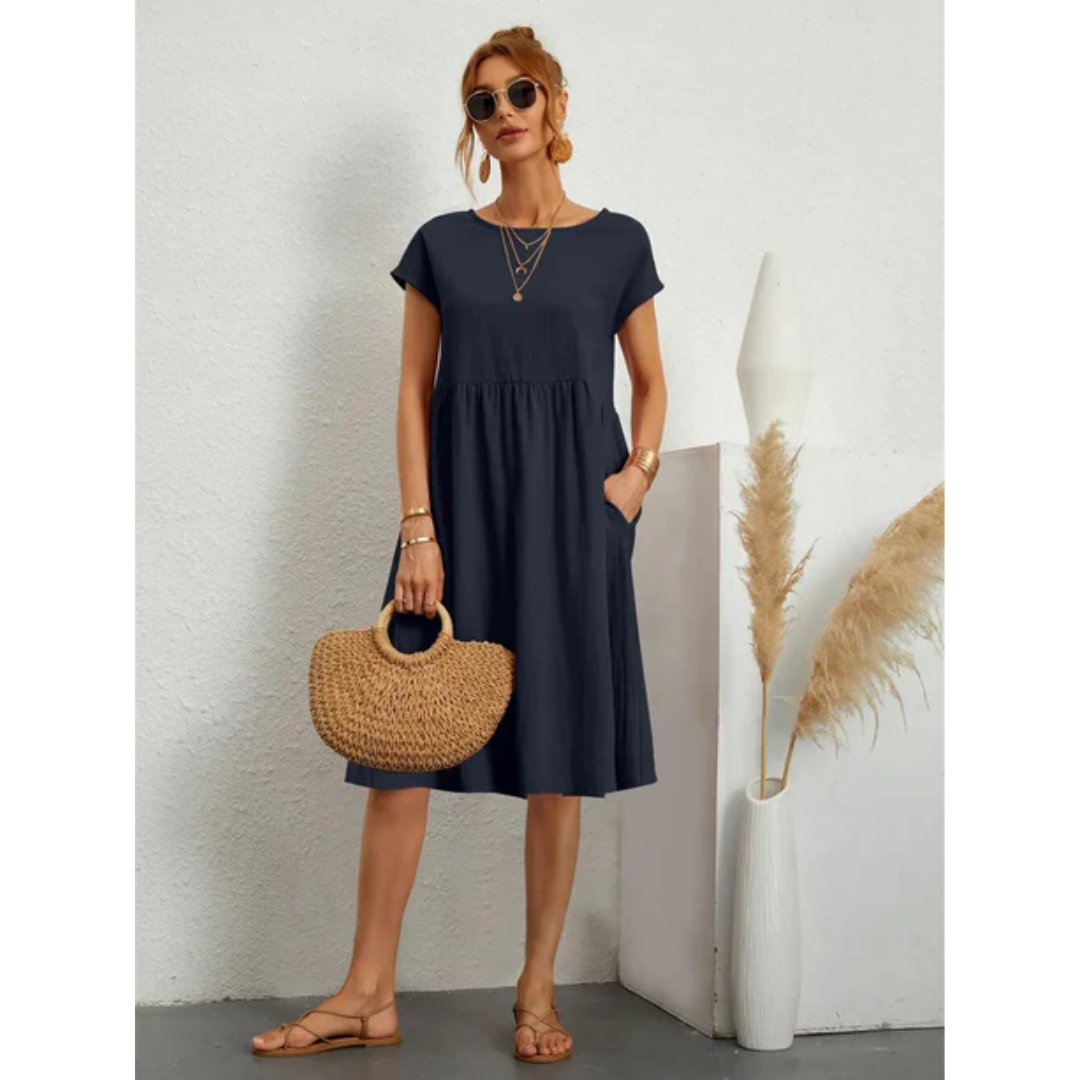 Elegante zomerjurk met korte mouwen voor dames | Midi 7