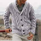 Ethan | Heren gebreide cardigan Coatigan | Zwarte lange lijn 1