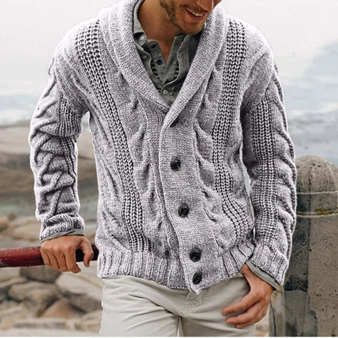 Ethan | Heren gebreide cardigan Coatigan | Zwarte lange lijn 1