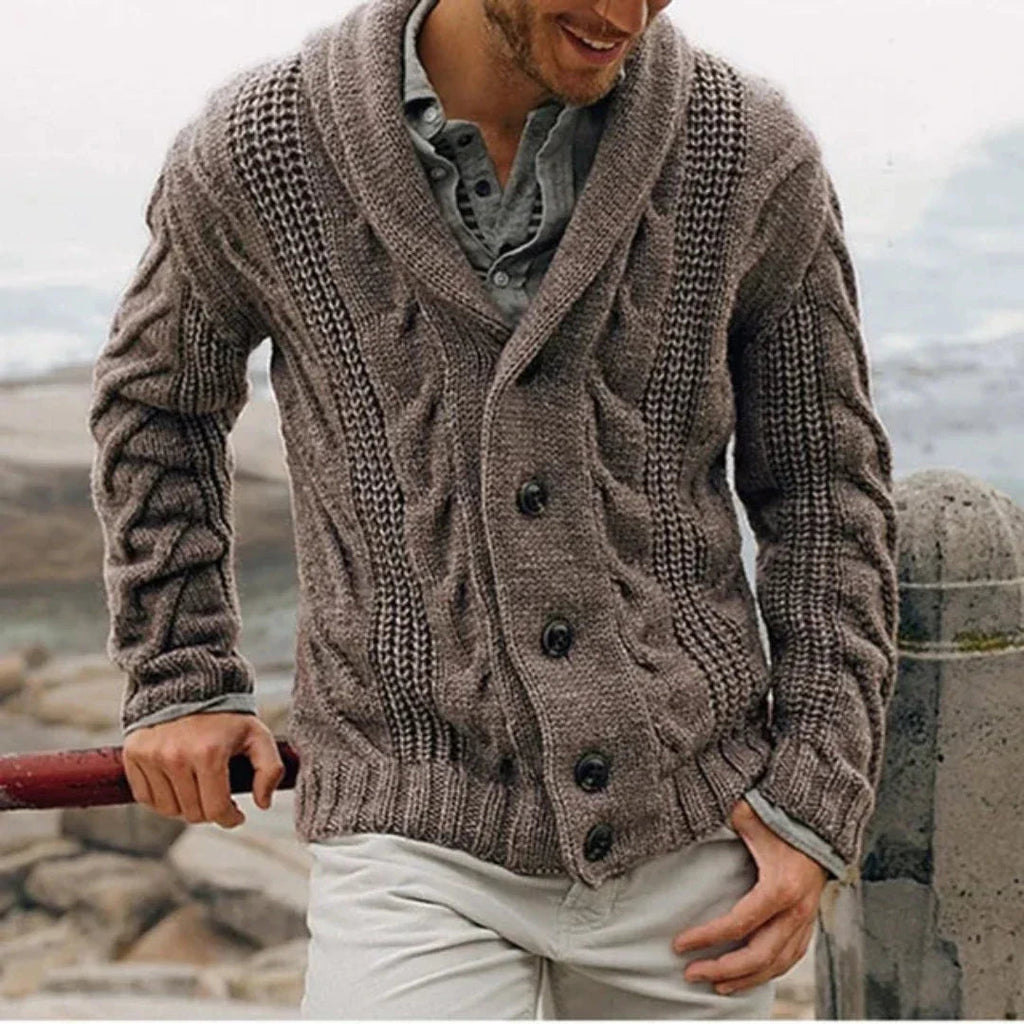 Ethan | Heren gebreide cardigan Coatigan | Zwarte lange lijn 2