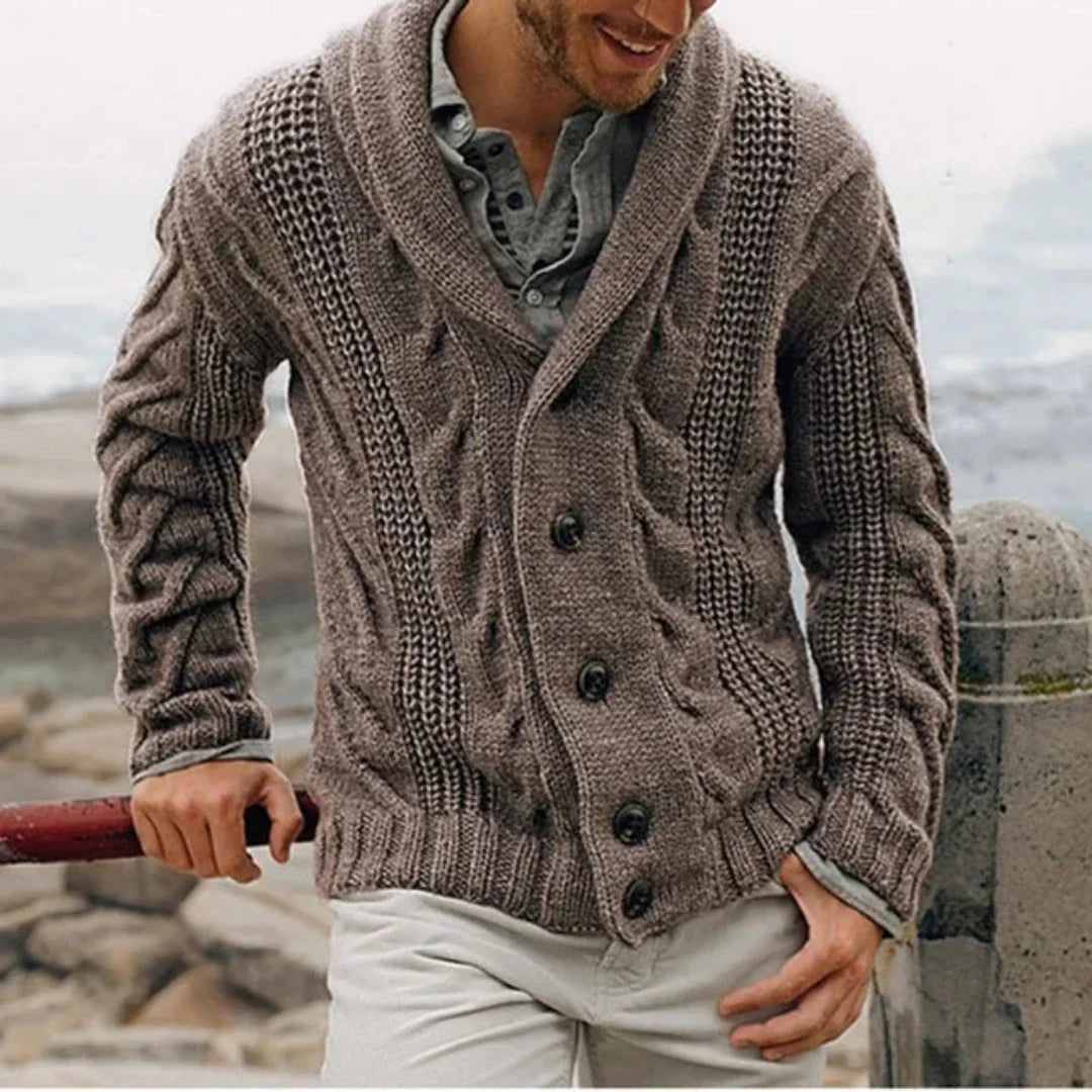 Ethan | Heren gebreide cardigan Coatigan | Zwarte lange lijn 2