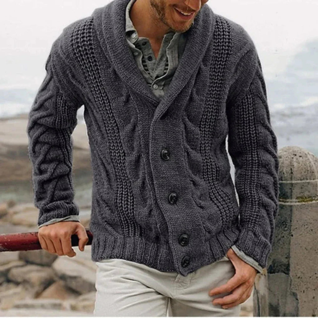 Ethan | Heren gebreide cardigan Coatigan | Zwarte lange lijn 3