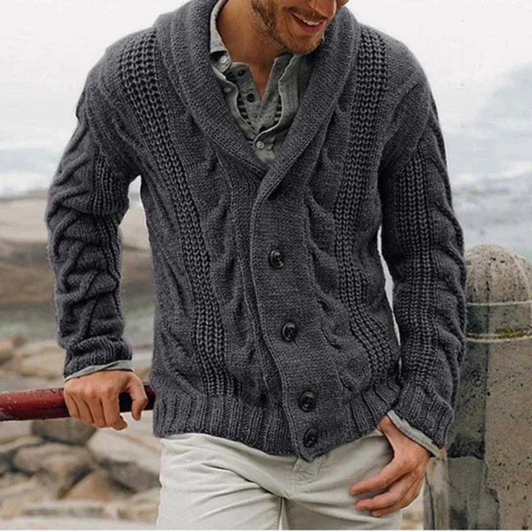Ethan | Heren gebreide cardigan Coatigan | Zwarte lange lijn 3