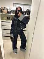 Dames Denim Set – Trucker Jacket & High Waist Wide Leg Jeans – Relaxed Fit