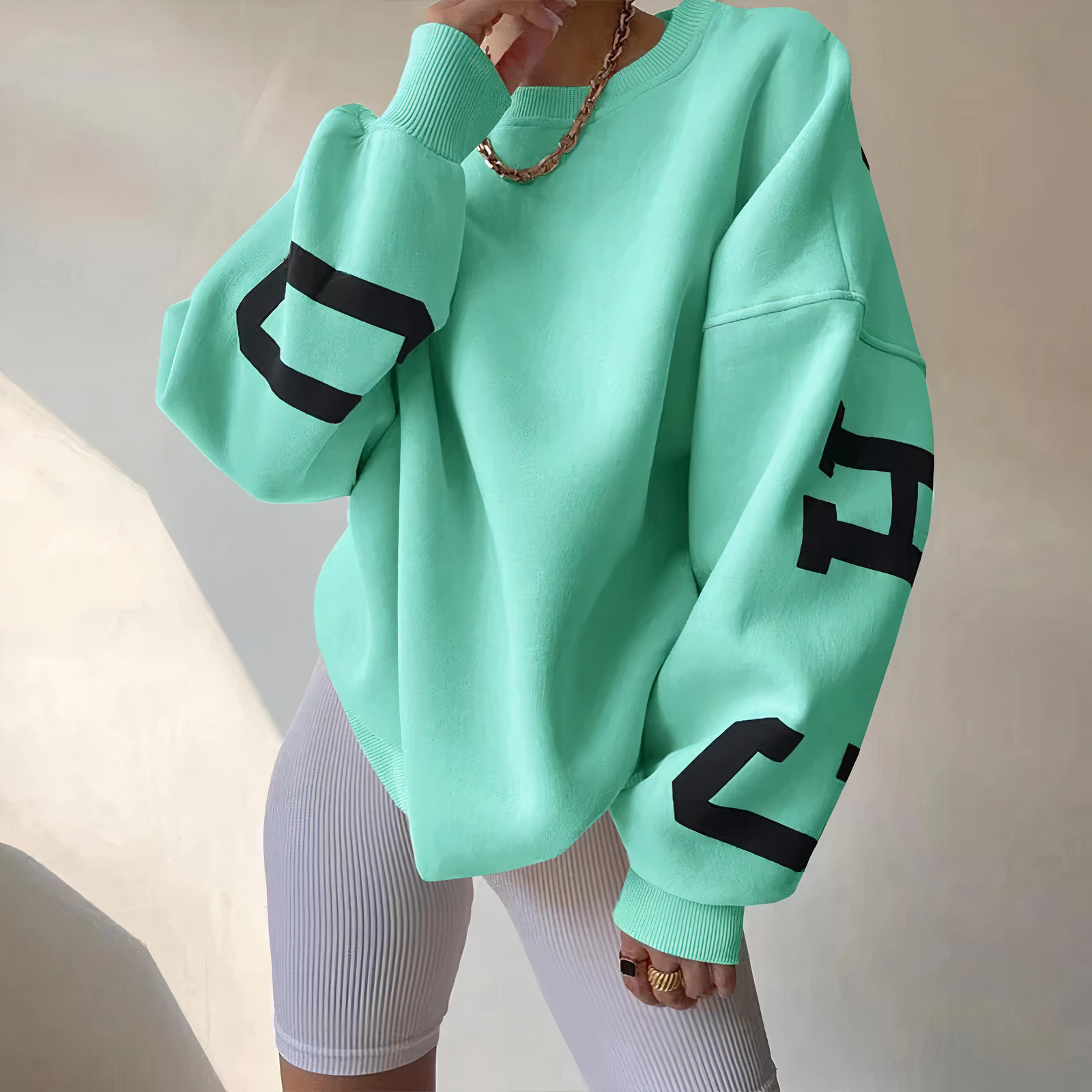 Langarm Sweatshirt Met Bedrukte Letters En Ronde Hals Dames