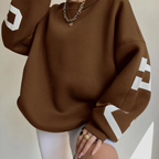 Langarm Sweatshirt Met Bedrukte Letters En Ronde Hals Dames