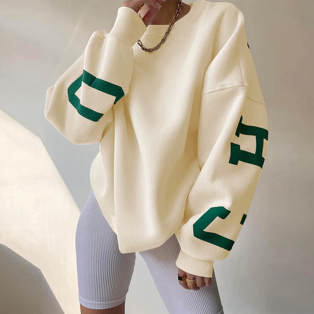 Langarm Sweatshirt Met Bedrukte Letters En Ronde Hals Dames