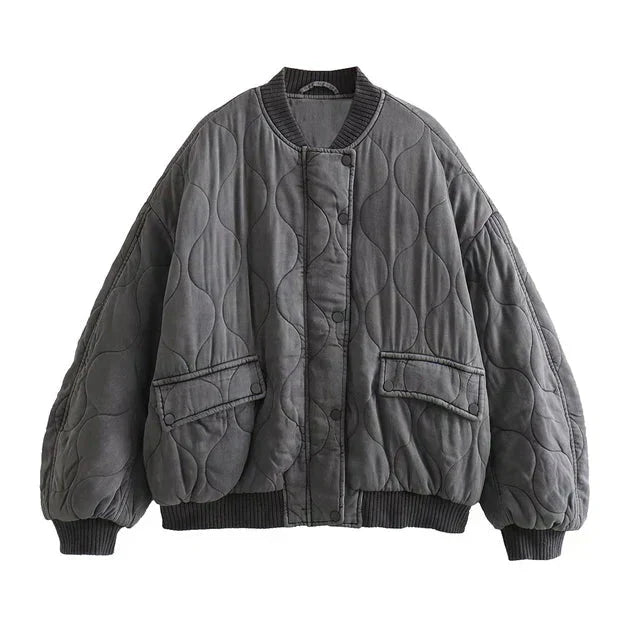 Bersh Dames Bomberjack - Gewatteerd Design - Ribboord Kraag - Casual Comfort Fit