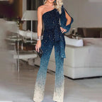 Fayenne - One Shoulder Retro Disco Jumpsuit 0