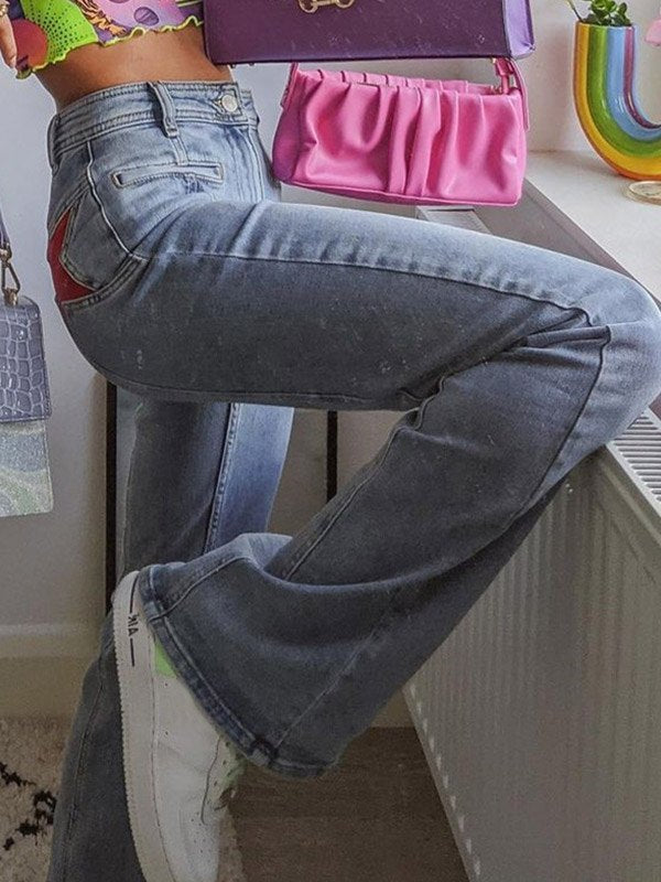 Flare jeans met sterpatch op de achterkant 3