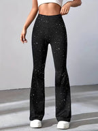 Flared Glitter Broek Dames - Stijlvolle Glitterbroek Met Glitters 0