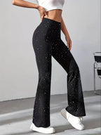 Flared Glitter Broek Dames - Stijlvolle Glitterbroek Met Glitters 2