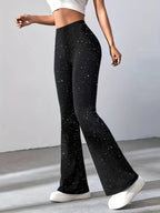 Flared Glitter Broek Dames - Stijlvolle Glitterbroek Met Glitters 3