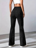 Flared Glitter Broek Dames - Stijlvolle Glitterbroek Met Glitters 4