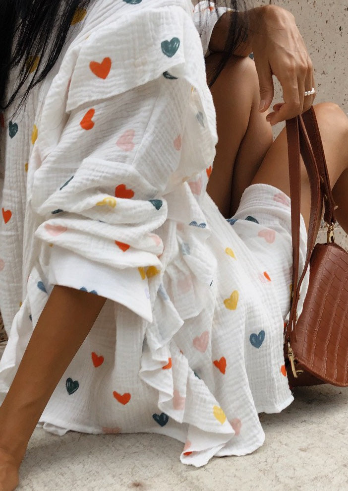 Francesca Set Hartprint Katoenen Overhemd en Shorts Set Chic