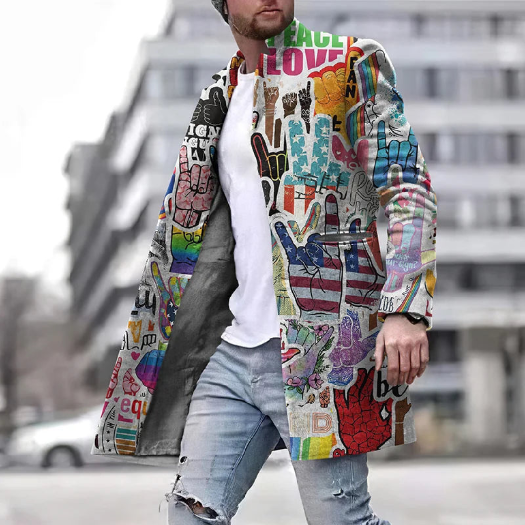 Franco | Herenmode Grafische Jas | Lang 0