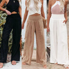 Reina Tropical Broek met Wijd Been van Linnen-Katoen