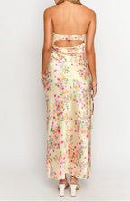 Gabriella gele bloemen maxi-jurk 4